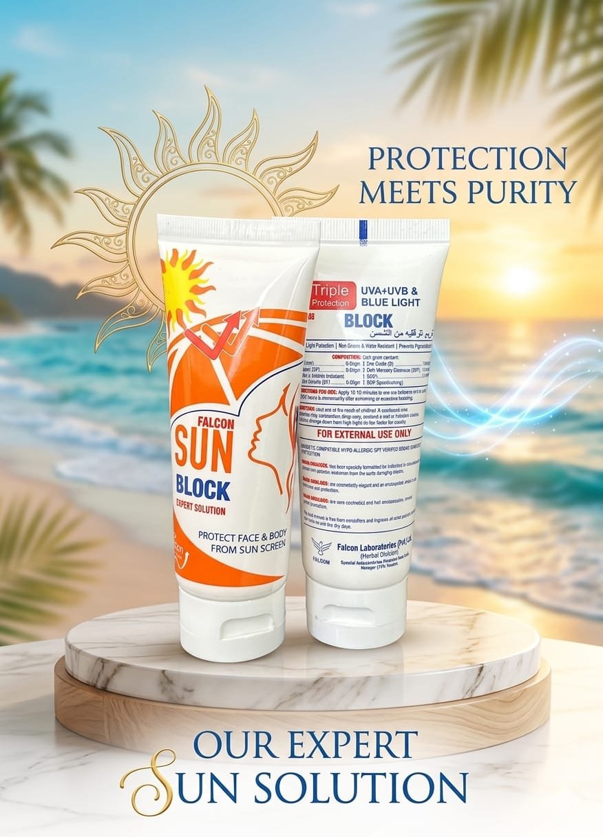 Falcon Triple Protection Sun Block – UVA/UVB & Blue Light Defense for Face & Body