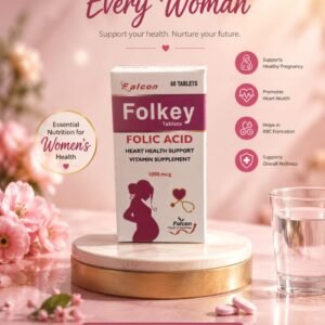 Falcon Folkey Folic Acid Tablets 1000mcg (60 Count) – Essential Women's Health & Pregnancy Support