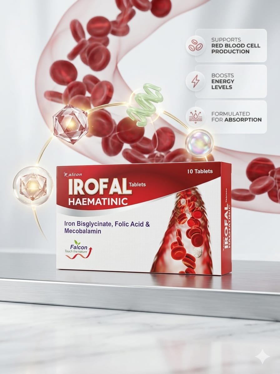 Falcon Irofal Haematinic Tablets (10 Count) – Iron Bisglycinate, Folic Acid & Mecobalamin