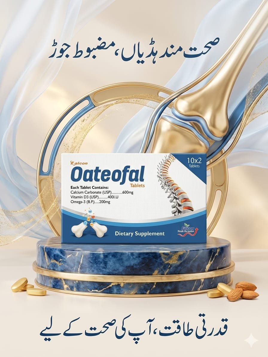 Falcon Oateofal Tablets (20 Count) – Calcium 600mg, Vitamin D3 & Omega-3 for Bone & Joint Health