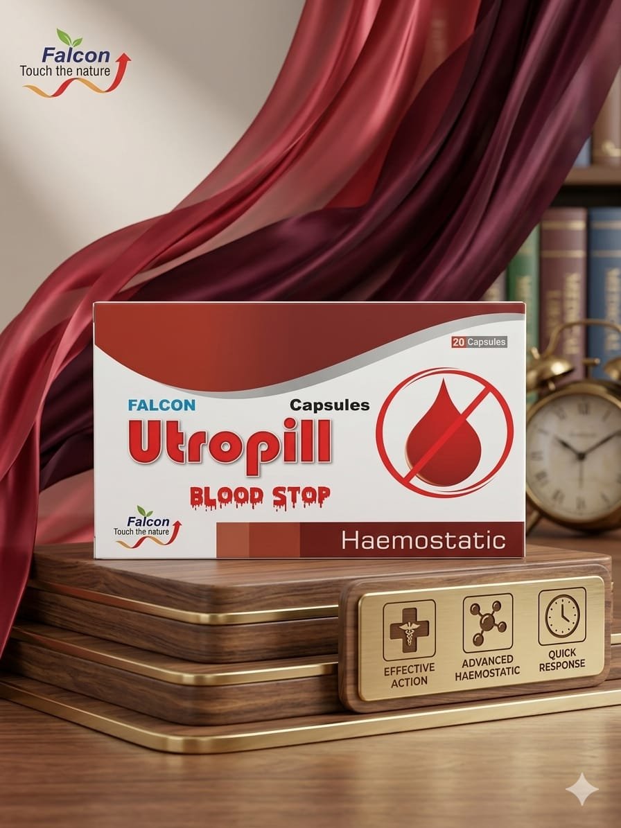 Falcon Utropill Blood Stop Capsules (20 Count) – Advanced Haemostatic for Quick Relief